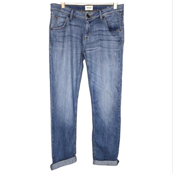 Hudson Jax Boyfriend Skinny Jean Skip Wash Distressed Denim Mid Rise 27 - Picture 1 of 7